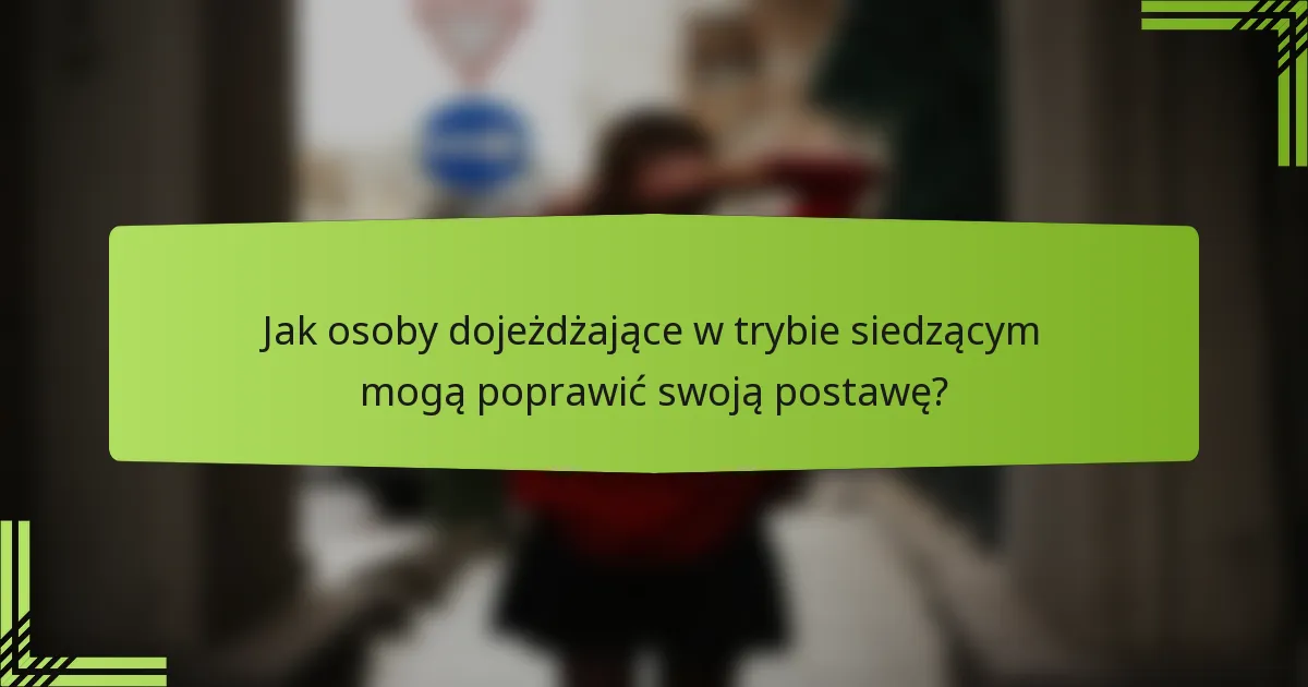 Jak osoby dojeżdżające w trybie siedzącym mogą poprawić swoją postawę?