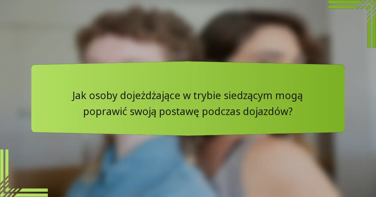 Jak osoby dojeżdżające w trybie siedzącym mogą poprawić swoją postawę podczas dojazdów?