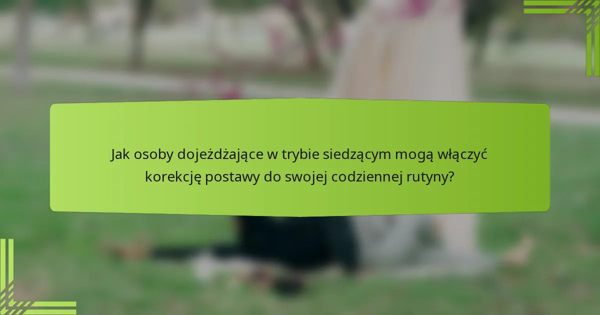 Jak osoby dojeżdżające w trybie siedzącym mogą włączyć korekcję postawy do swojej codziennej rutyny?