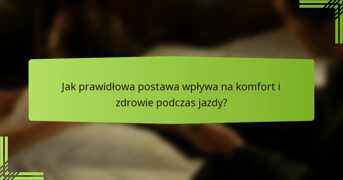 Jak prawidłowa postawa wpływa na komfort i zdrowie podczas jazdy?