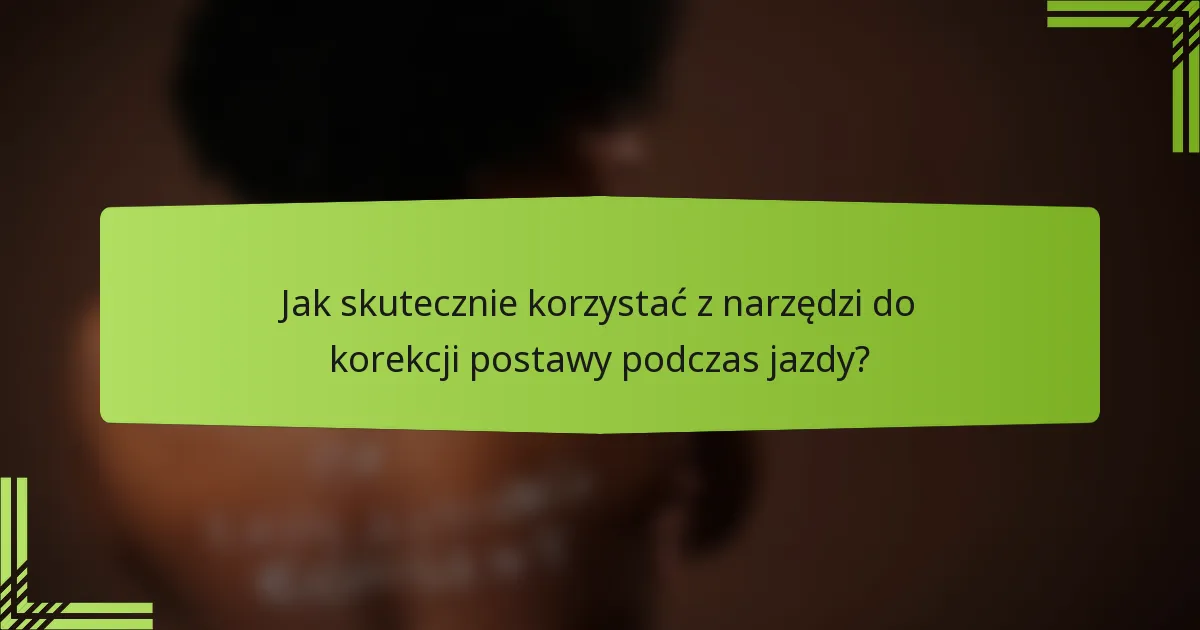 Jak skutecznie korzystać z narzędzi do korekcji postawy podczas jazdy?