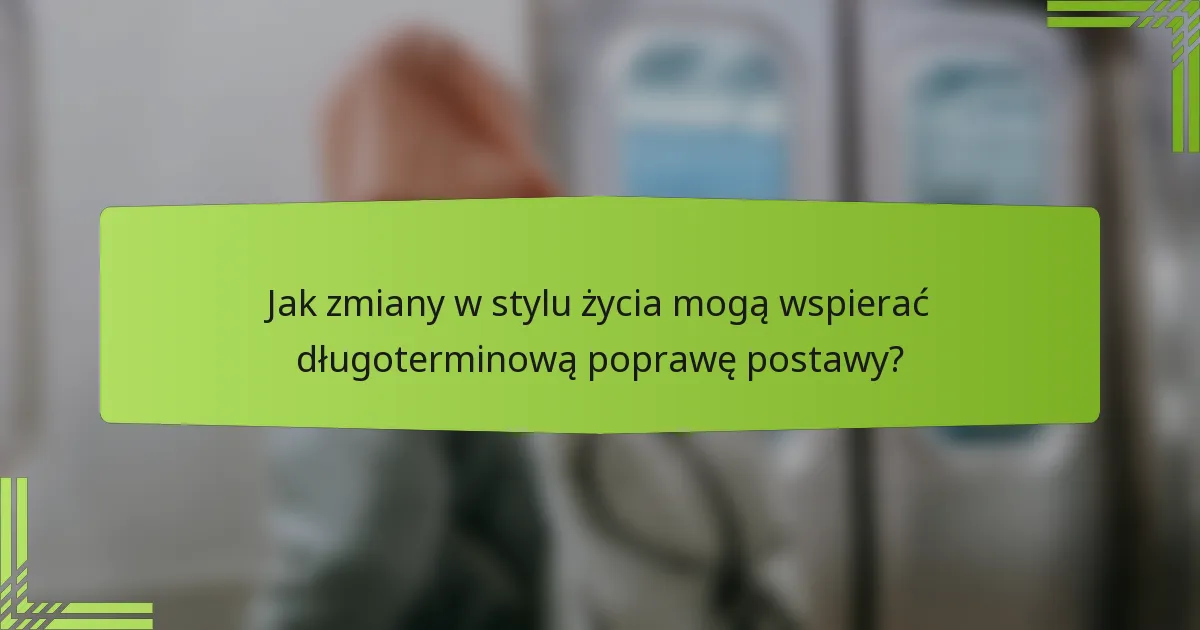 Jak zmiany w stylu życia mogą wspierać długoterminową poprawę postawy?