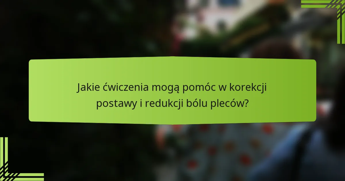 Jakie ćwiczenia mogą pomóc w korekcji postawy i redukcji bólu pleców?