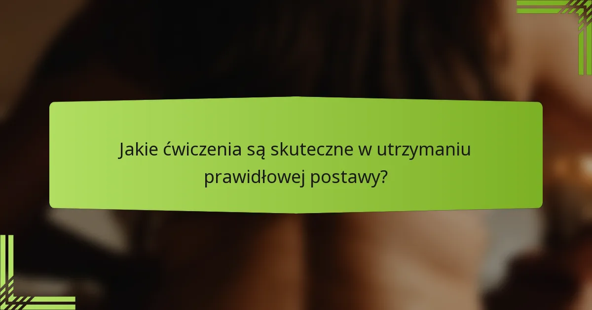 Jakie ćwiczenia są skuteczne w utrzymaniu prawidłowej postawy?
