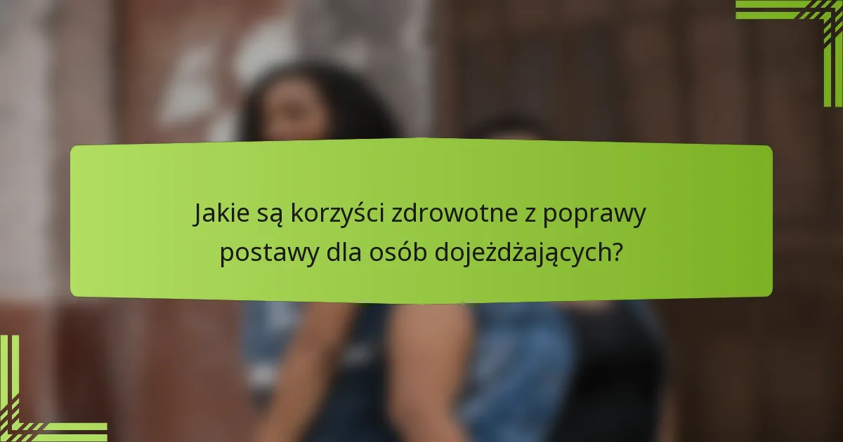Jakie są korzyści zdrowotne z poprawy postawy dla osób dojeżdżających?
