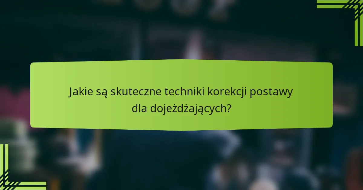 Jakie są skuteczne techniki korekcji postawy dla dojeżdżających?