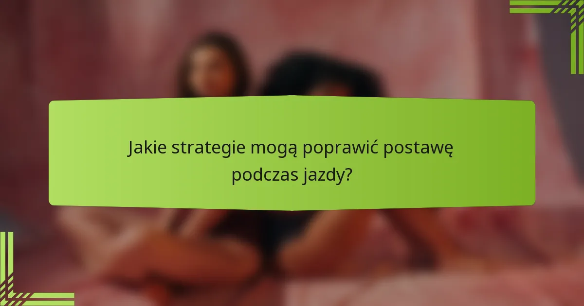 Jakie strategie mogą poprawić postawę podczas jazdy?